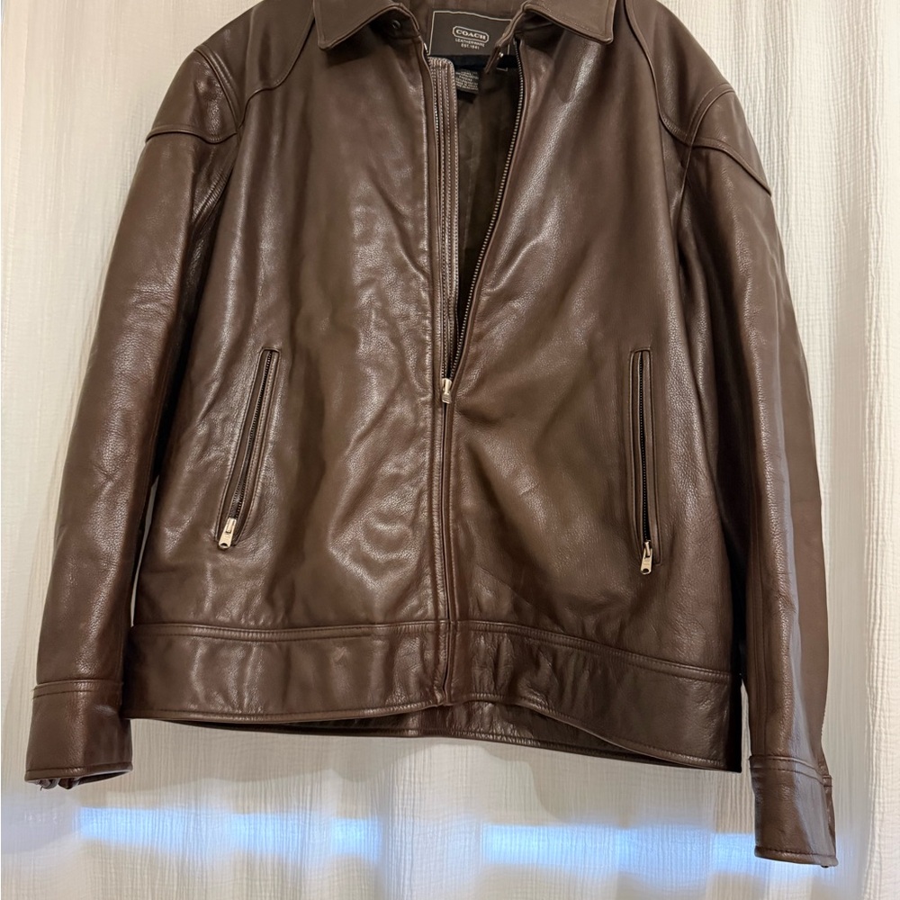 Coach Brown Leather Bomber Jacket